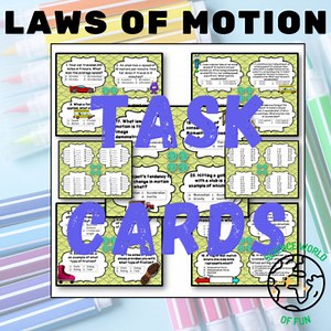 Laws of Motion Task Cards- Physical Science Middle School