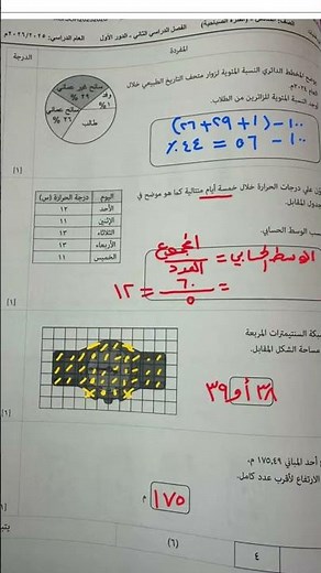 Answer key for the sixth-grade math test, 1-6-2026