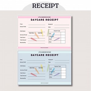 Daycare Receipt Template: Childcare, Nanny, Small Business (PDF File) - Etsy UK