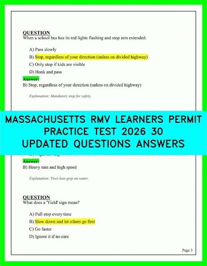 2026 Massachusetts RMV Learners Permit Practice Test: 30 New Questions And Answers Included