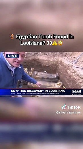 A viral news report claims archaeologists uncovered an ancient Egyptian tomb filled with gold artifacts beneath Louisiana soil. While discoveries like this would completely rewrite history. Would evidence of ancient Egyptians in North America change everything we know about the past? ⚠️ AI NOTE: This image was created with AI and depicts a fictional scene. It is not a real news report or actual archaeological discovery. #egypt #news #discover #AncientAliens #ai