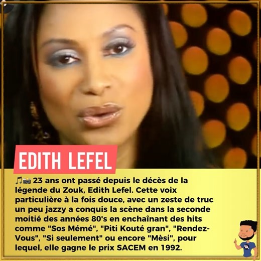 Musicfeelings. on Instagram: "🎵📸 23 ans ont passé depuis le décès de la légende du Zouk, Edith Lefel. Cette voix particulière à la fois douce, avec un zeste de truc un peu jazzy a conquis la scène dans la seconde moitié des années 80’s en enchaînant des hits comme « Sos Mémé », « Piti Kouté gran », « Rendez-Vous », « Si seulement » ou encore « Mèsi », pour lequel, elle gagne le prix SACEM en 1992. Son aura, reste encore palpable dans la scène zouk actuelle. Elle aurait eu 61 ans. Si vous devie