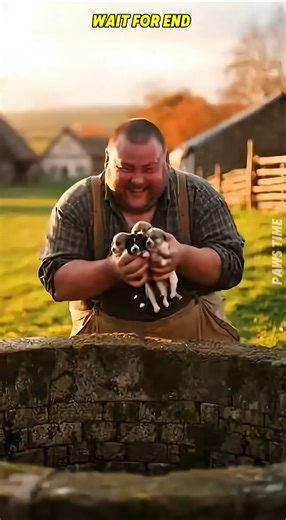 When this fat man falls down the small puppies into well, Hero Labrador Retriever