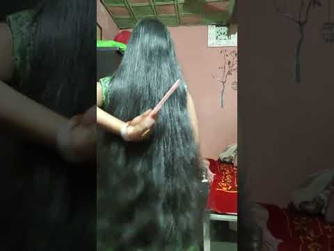 Long hair combing myself daily routine