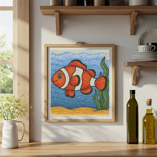 Smiling Clownfish Cross Stitch Pattern | Ocean Fish Embroidery Decor (PDF Pattern) - Etsy