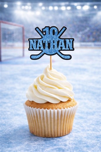 Hockey Cupcake Toppers Personalized Name, Birthday Cupcake Decor, Sports Party Topper - Etsy