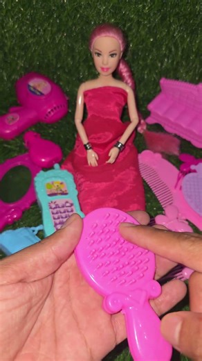 Satisfying Barbie Doll Makeup Toys Asmr | Reddish Cloth Dress Doll With Cute Mini love Toys Short 66