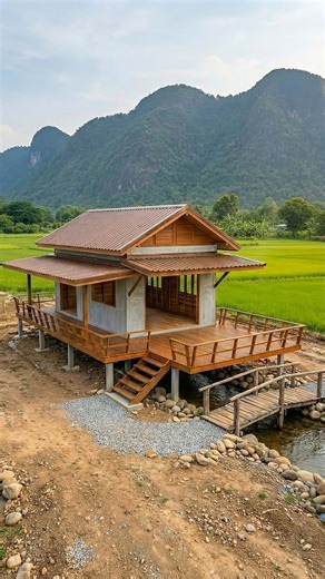 From Empty Land by the Stream to a Dream Wooden House 🌊 #timelapse #restoration #home #build | House Graphics