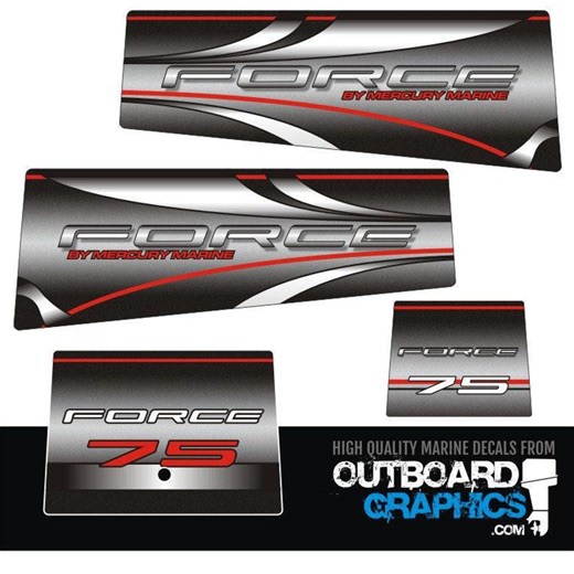 Mercury Force 75hp Outboard Decals/sticker Kit - Black Design - Etsy