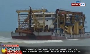 Chinese dredging vessel runs aground in Cagayan