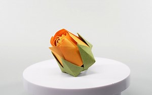 【EnterOrigamiWorld】玫瑰花蕾折纸教程Origami Pentagon Rosebud With Calyx