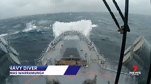 31K views · 130 reactions | An Australian Navy destroyer has taken a dip, ploughing through high swells in rough seas in the Pacific Ocean. The crew of the HMAS Warramunga captured this video while on a regional presence deployment, alongside allied ships. 7NEWS at 6pm. More local news: 7news.com.au/news/brisbane #7NEWS | 7NEWS Brisbane | Facebook