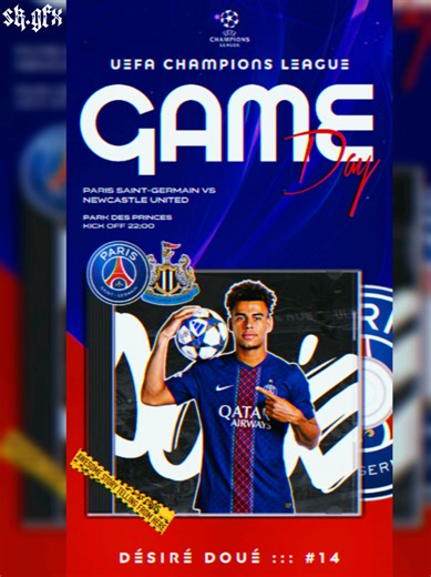 Désiré Doué Matchday Poster design tutorial process 🎨. Follow for daily design tutorials 📲. | #SportsDesign #Psg #DesireDoue #Ucl #Fyp