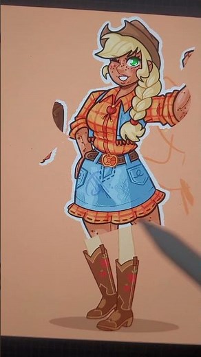 Equestria Girls Redesign pt.6 🍎🌳#art #mlp #mylittlepony #applejack #equestriagirls