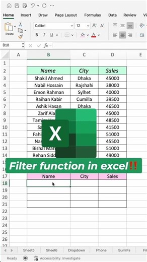 How to use Filter function in Excel❓ #excel #exceltips #exceltricks #banglatutorial #excelhacks