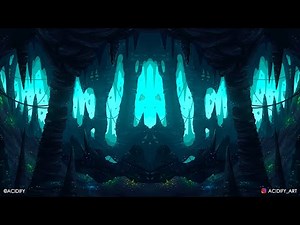 Cave Digital Painting - Photoshop Timelapse Tutorial - Cavern Symmetry Art 2020 - How To Draw A Cave
