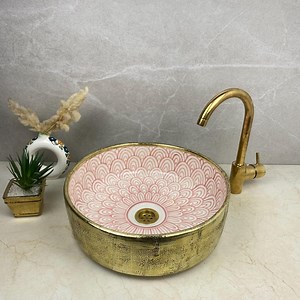 Handcrafted Pink Ceramic Bathroom Sink: Moroccan Artisan Basin - Etsy