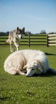 A sheep lies still on the grass as a wolf edges closer, slow and focused. Will anyone show up 🐑🐺😲❓