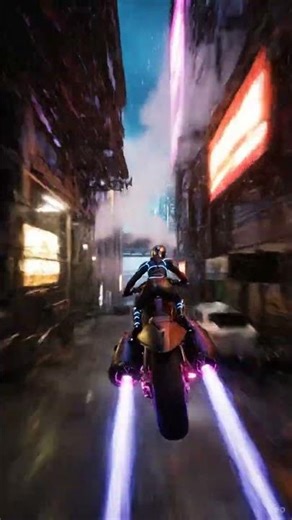 Cyberpunk Hover-Bike Chase! 🏍️🌃 #Cyberpunk #SciFi #shortsfeed