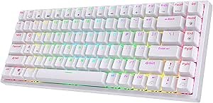 RK ROYAL KLUDGE RK84 Wireless RGB 75% Triple Mode BT5.0/2.4G/USB-C Hot Swappable Mechanical Keyboard, 84 Keys BT5.0 Gaming Keyboard w/High-Capacity Battery, Quiet Red Switch
