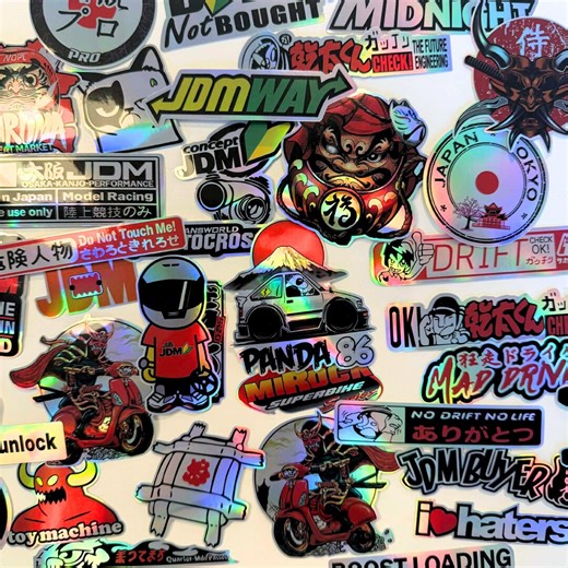 5-15 Random JDM Holographic Sticker Pack | Japanese Car Drift Decals, Anime Style, Tokyo Racer Vinyl | Laptop Water Bottle Skateboard - Etsy