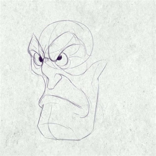 having fun drawing stylized grumpy old man