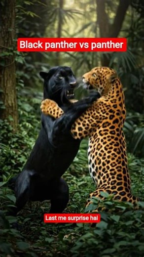 The panthers let out a loud surprising 'ROAR! Big fight black panther vs panther #shorts #shortvideo