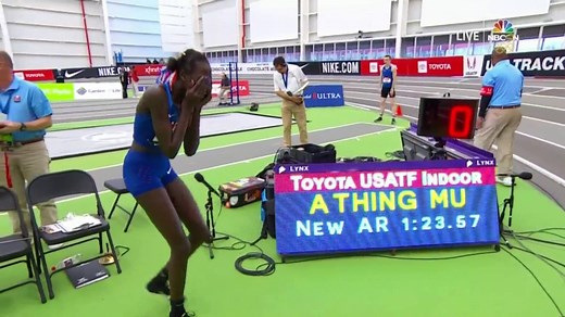 Remember her name. 🌟 16-year-old Athing Mu breaks the American record in the Women's 600m at #ToyotaUSATFIndoors! 🇺🇸 | NBC Olympics & Paralympics