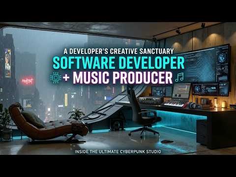 Dark Ambient Focus & Software Developer Music - Deep Coding Session in Cyberpunk Rain Room