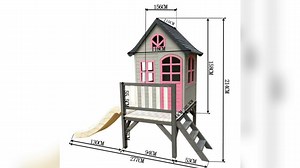 Backyard Playhouse Kids Wooden Outdoor Playsets with Stair and Slide for Kids Wood Daycare Preschool Cottage
