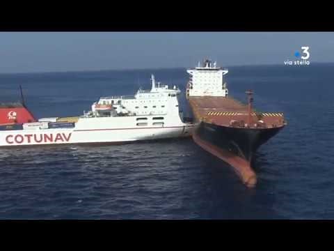 Collision en mer au nord du cap Corse, la difficile désincarcération du navire roulier tunisien