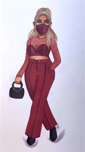 Monika | Fashion Illustration & Marker Drawings on Instagram: "A monochromatic moment dedicated to the chronic illness and immunocompromised community 🩷 This drawing was inspired by the clerk at @walgreens who saw me wearing a mask and said “What’s with the mask?” with a roll of her eyes. Can we please normalize NOT prying into strangers personal health because they’re wearing a mask, using a mobility aid, etc.? Although I’m not immunocompromised, I chose to wear a mask due to all the yucky stu