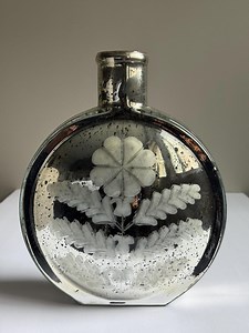 Pottery Barn Mercury Glass Vase – Etched Floral Antique Silver Finish - Etsy