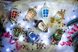 Christmas Lantern Glass Ornament, Rustic Xmas Tree Hanging Decoration - Etsy UK