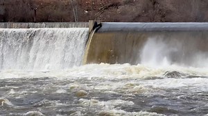 View of the water coming over the Amoskeag Falls on the Merrimack River in Manchester today. Original sound from River and wind | Everything New Hampshire