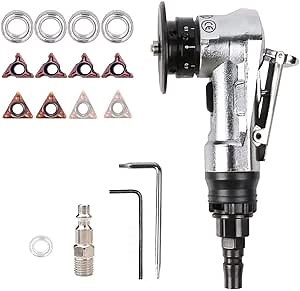 LOONPON Pneumatic Mini Chamfering Machine, Portable 45 Degree Beveling Machine with 4PC Replace Blades and 6PC Bearings(Pneumatic Chamfering Tool Kit)