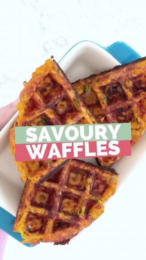 These waffles are a fun way to serve veggies to your kids 😀 #kidsfood #toddlerfood #veggies #waffles #blw #carrots #sweetpotato #savorywaffle
