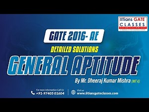GATE 2016 Aerospace Engineering Question Paper | General Aptitude Solution | GATE AE Online Coaching