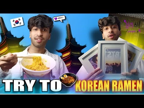 TRYING KOREAN 🍜 RAMEN & BTS MERCH UNBOXING 💜📦 ‪@Mayankcontentcreator‬