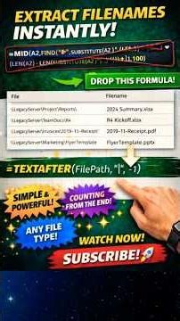 Extracting Filenames from 1,000 UNC Paths in Excel! TEXTAFTER with -1 Does It in One Function.