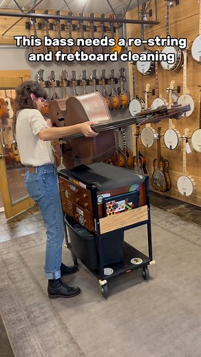 41K views · 2.3K reactions | Restring and fretboard cleaning on an upright bass! #workingwednesday #restring #cleaning #guitartech #uprightbass | The Acoustic Shoppe | Facebook
