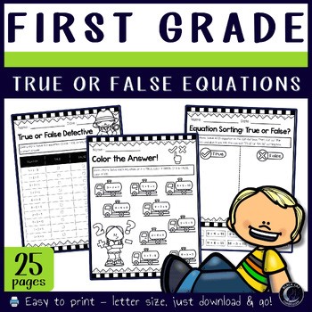 True or False Equations Activities | Sort, Color, Check & Fix for 1st Grade