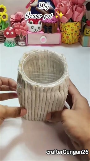 Diy tissue paper flower pot making ideas #youtubeshorts #craftideas #craft #diyideas #pot#handmade