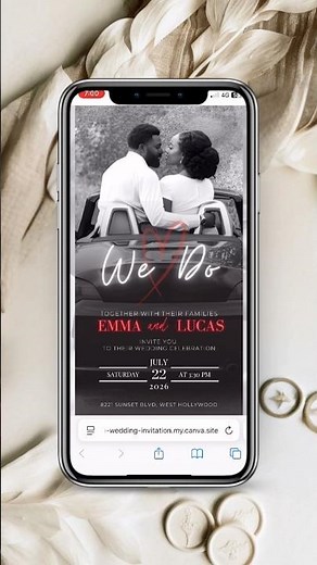 Red Digital Wedding Invitation – Animated Invite with Music, Trackable RSVP #weddinginvitation