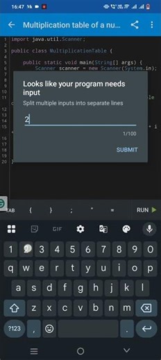 # multiplication table of a number ❤️💕# java programming ❤️💕