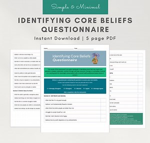 Core Beliefs Worksheet Pdf, Identifying Core Beliefs Questionnaire, Maladaptive Schemas, Automatic Thoughts - Etsy