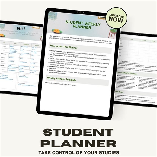 Weekly Homework and Schedule Tracker for Teens and Kids - Student Planner Printable - Etsy