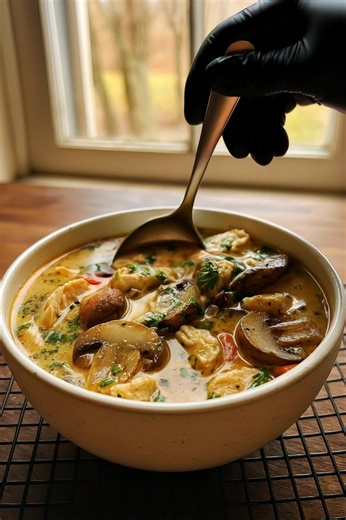 Rotisserie Chicken Mushroom Soup 🍲 This Rotisserie Chicken Mushroom Soup from deesviral is cozy, creamy, and full of flavor. It’s the perfect way to turn leftover chicken into a hearty, comforting bowl of goodness. Ingredients 🥔• 2–3 stalks celery, chopped 🍠• 3 garlic cloves, minced 🫜• 2 cups mushrooms, sliced 🥒• 4 cups chicken broth or stock 🌶️• 1 cup heavy cream or whipping cream 🫑• 2 cups rotisserie chicken, shredded (or any cooked chicken) | Healthy Girl Era