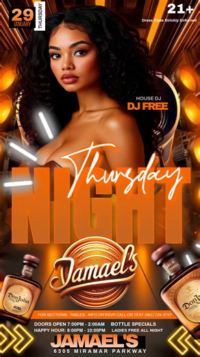 Don’t miss this Thursday at JAMAELs Restaurant and Lounge! Bottle specials on deck @highlight | Donna Bernard
