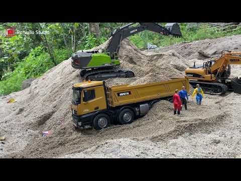 RC ‼️ Huina 1593 Large Excavator, Excavator 1535, Huina 1536 Dump Truck, Sand Load